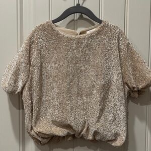 Elegant Beige Sequin Top